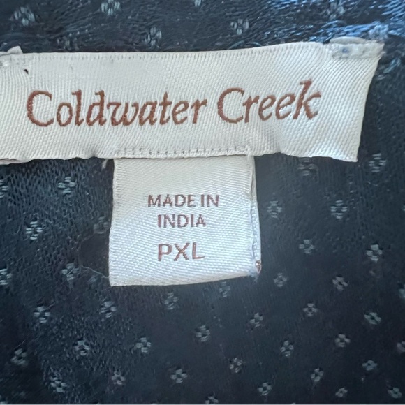 Coldwater Creek Dark Teal Blue Embroidered Beaded Button-Up Whimsy Blouse |PXL| - Picture 10 of 11